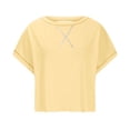 thumbnail image 3 of Amzcrzy Hauts pour Femmes Tendance Couleur Unie Hauts de Printemps Été pour Femmes Décontractés Manches Courtes Col Rond T-Shirts Dos Découpé Confortables Hauts de Sortie, 3 of 6