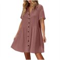 thumbnail image 2 of Pisexur Robes Femmes Belle Robe d'Été pour Femmes Décontractée Sans Manches à Col Rond à Lacets Robe Plissée Rose,P, 2 of 9