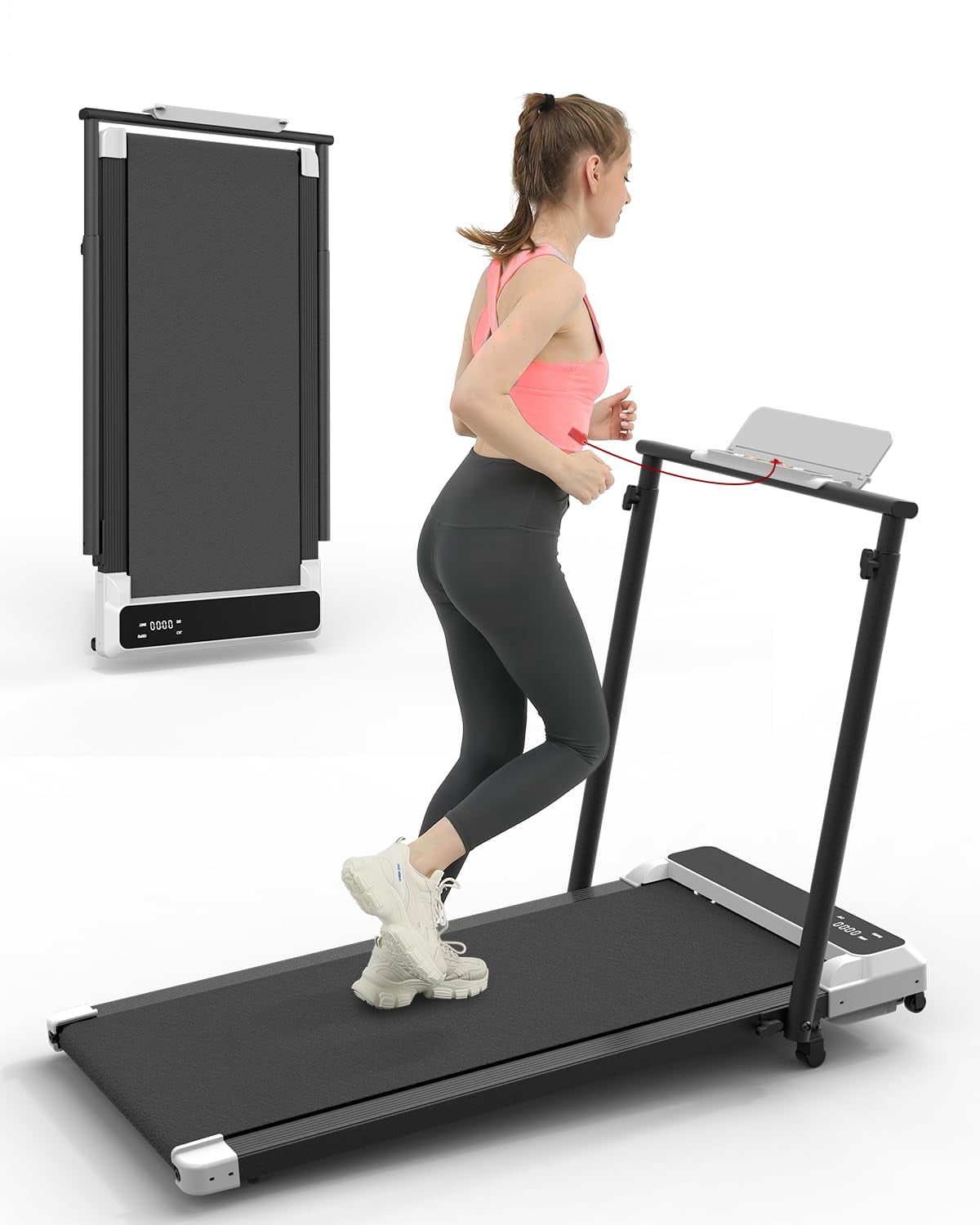 Walking Pad with Incline, 2.5HP Under Desk Treadmill for Home & Office, 2-in-1 Compact Walking & Jogging Machine with Remote Control & LED Display