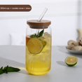 thumbnail image 1 of Reusable Boba Cup Bubble Tea Cup   18oz Wide Mason Jar with Bamboo Lid and Straw Glass Smoothie Cups Travel Tumbler for Iced Coffee Large Pearl Juices Cocktail, 1 of 9