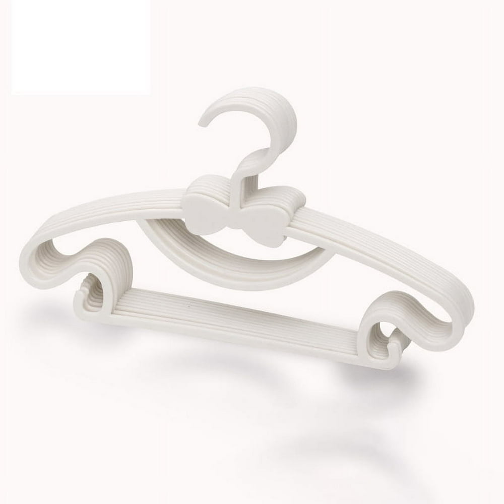 CUITING 10 Pack Colour Plastic Baby Hangers  Extendable Hangers  Children Coat Hangers with Stackable Hooks  Non-Slip Toddler Hangers for Kids Children Clothes Dresses (White)