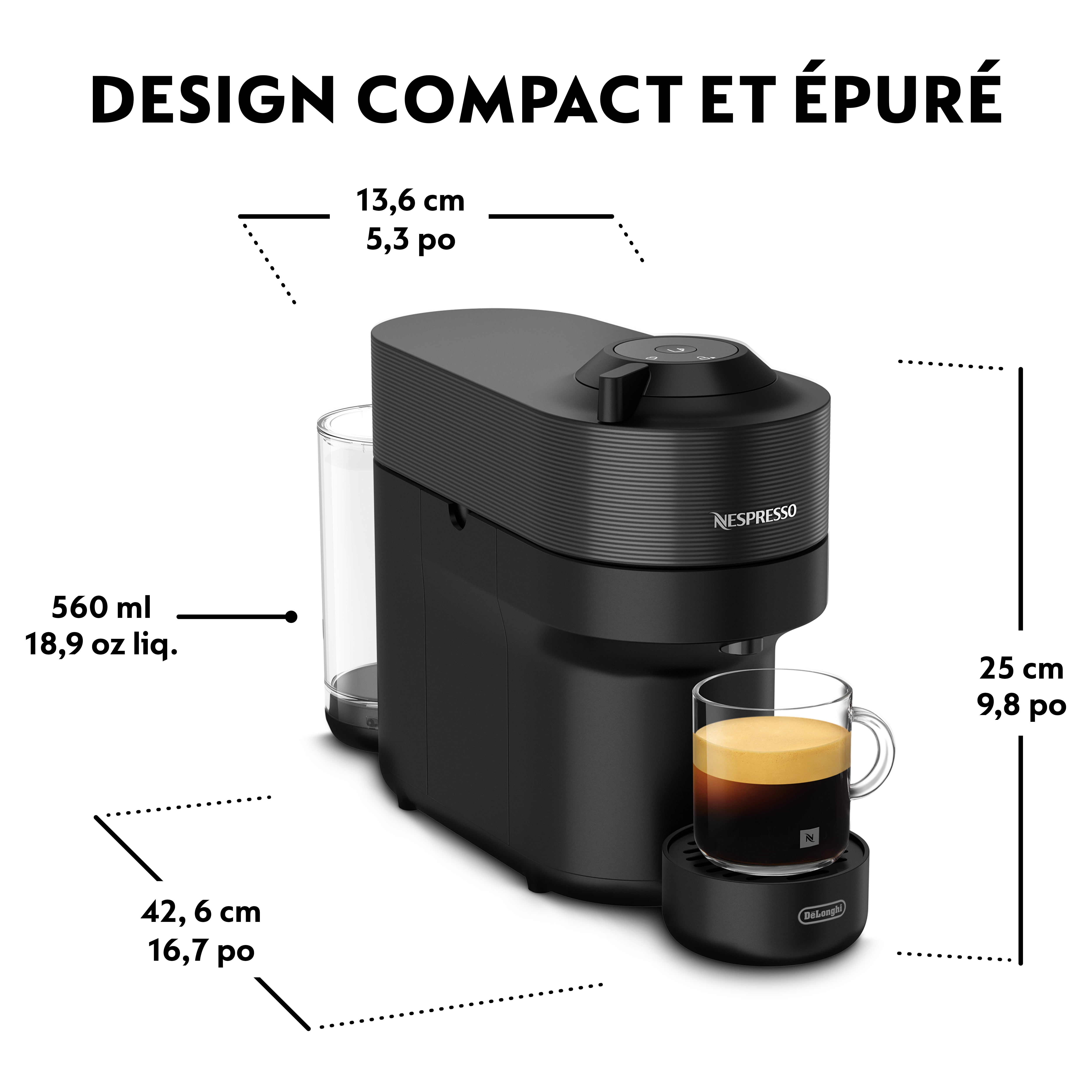 Nespresso Vertuo Pop Coffee and Espresso Machine by De'Longhi, Black