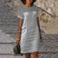 thumbnail image 1 of Ovzne Robes d'Été pour Femmes 2025 Robe de Plage Robe Décontractée pour Femme Col Rond Sans Manches avec Poche Couleur Robe Multicolore Jupe Longue Robe d'Été à Manches Courtes Liquidation, 1 of 6