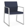 thumbnail image 1 of Fauteuil d'Invité pour Réception Salle d'Attente Soins de Santé / Acier Argenté / Bleu, 1 of 5