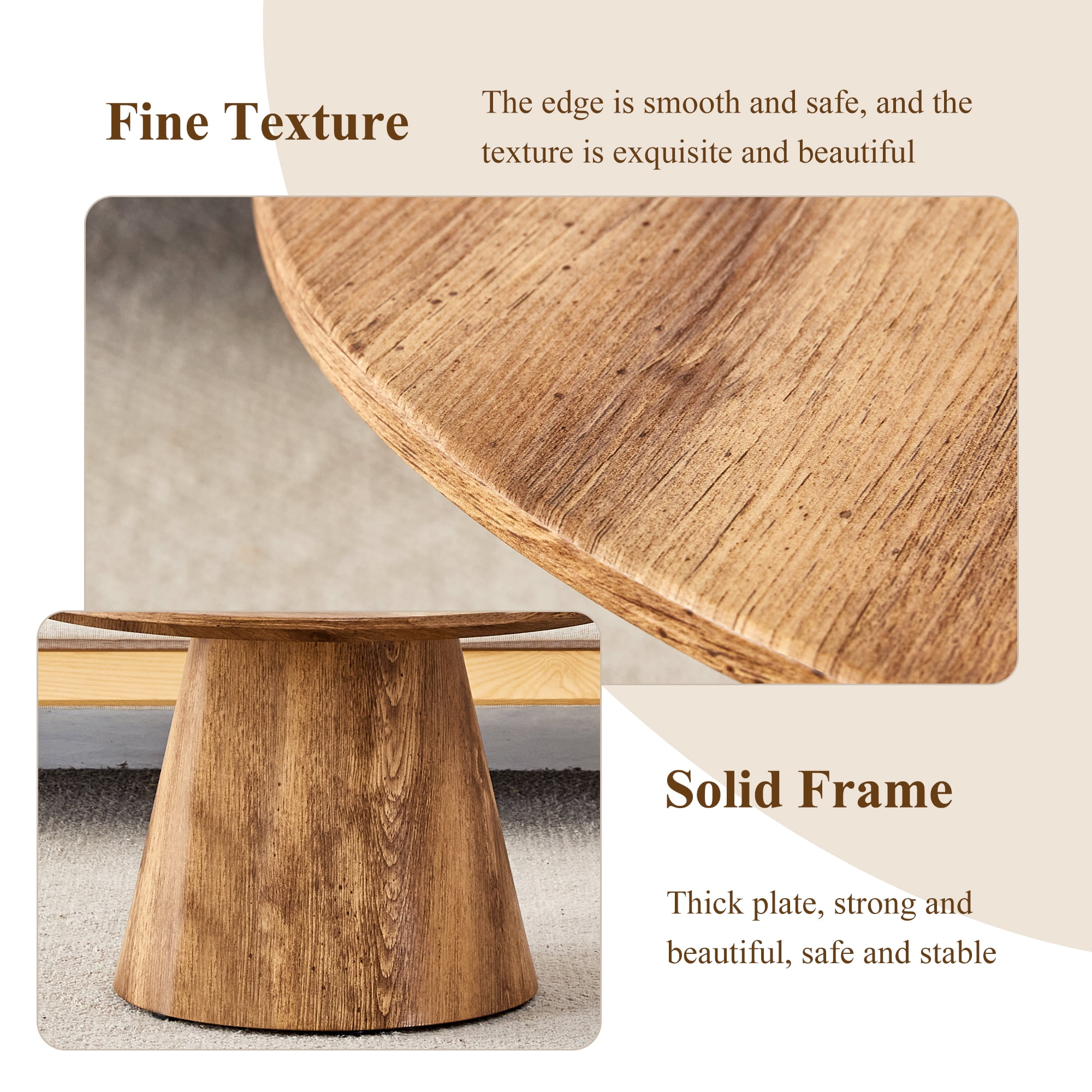 Noble House 23.6" Round Coffee Table,Minimalist Design,Wood