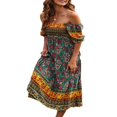 thumbnail image 3 of MesaSe Robe d'Été Bohème pour Femmes Imprimé Floral Col Carré à Volants Robe Longue Maxi de Plage Style E s, 3 of 5