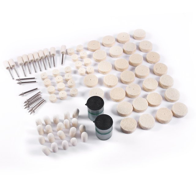 TOPINCN 90Pcs Abrasive Soft Felt Polishing Buffing Clean Wheel Mixed Kit for Rotary Tools, Abrasive Soft Felt Wool Polishing Wheel, Wool Buffing Wheels