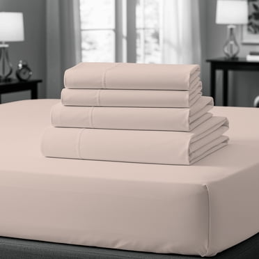 Draps de Lit 100 % Coton, Poche Profonde, Résistants aux Plis, Satin Doux et Lisse 3 Pcs, Lit Simple Rose Poudré par Purity Home