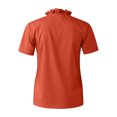 thumbnail image 4 of Women's Casual Solid Color Ruffle Collar Long Sleeve Ruffle Shirt Blouse V Neck Short Sleeve Shirt Tops, 4 of 7