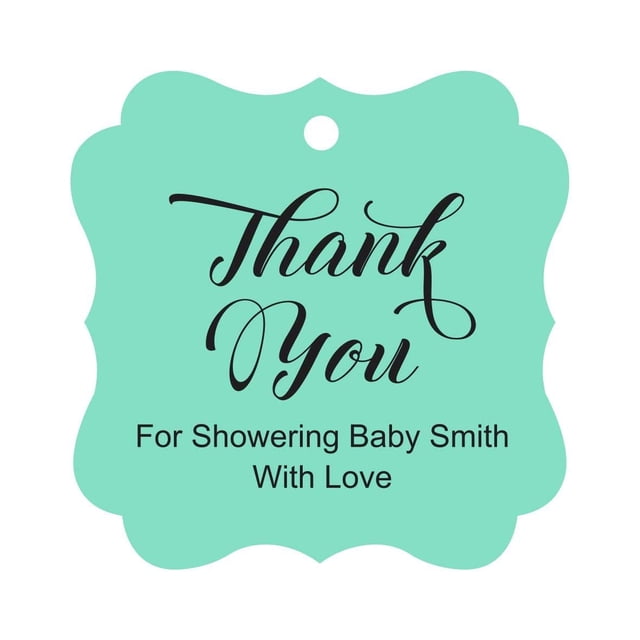 Darling Souvenir Baby Shower Thank you Favor Tags Custom Hang Gift Tags-Mint Green-50 Tags