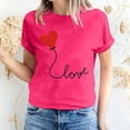 thumbnail image 1 of Meichang Hauts pour Femmes T-Shirts de la Saint-Valentin T-Shirts de Fête à Col Rond T-Shirts à Imprimé Cœur d'Amour T-Shirts à Manches Courtes Jolis Tees Blouses en Liquidation, 1 of 5