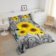 thumbnail image 4 of Erosebridal Vibrant Sunflower Bedding Comforter Set, Rustic Floral Comforter Sets , Grey Yellow Reversible Down Comforter, Microfiber Room Decorative, 2 Pieces, 4 of 8