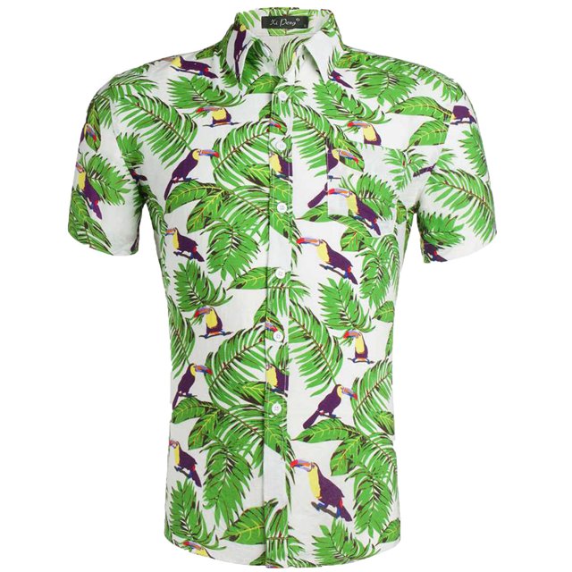 Pompotops Chemise Blouse à Manches Courtes à Col à Revers Décontractée pour Homme à Motif Imprimé en Solde