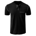 thumbnail image 3 of Dvkptbk Hommes Manches Courtes Décontracté Mode Col Rond Chandail Boutons T-Shirt Blouse en Liquidation, 3 of 4