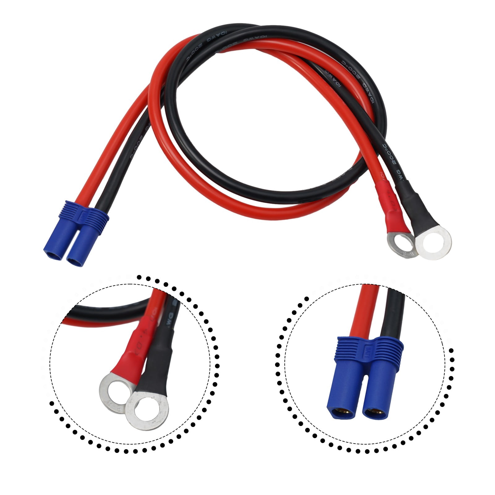 1PCS Copper Cord EC5 Plug To O Type Terminal Cable Car Battery Jump Starter