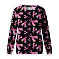 thumbnail image 4 of Pisexur Cancer Chandail en Molleton de Sensibilisation au du Sein pour Femmes Ruban Rose Col Rond Manches Longues Chandail-Over Cancer du Sein Hauts, 4 of 4
