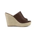 thumbnail image 3 of BLISSFUL STEP Chaussures pour Femmes Talon Compensé Bout Ouvert Espadrilles Mules à Plateforme Café 6, 3 of 7