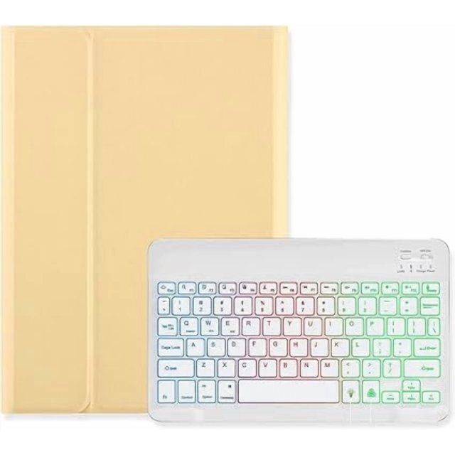 Yellow & White Candy Colour Rainbow Backlit Detachable Keyboard Case for iPad Mini 4 / Mini 5