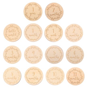Shisuyan Wood Milestone Cards for Decor Beige Composite Material Great for Pictures with Newborns 14Pcs