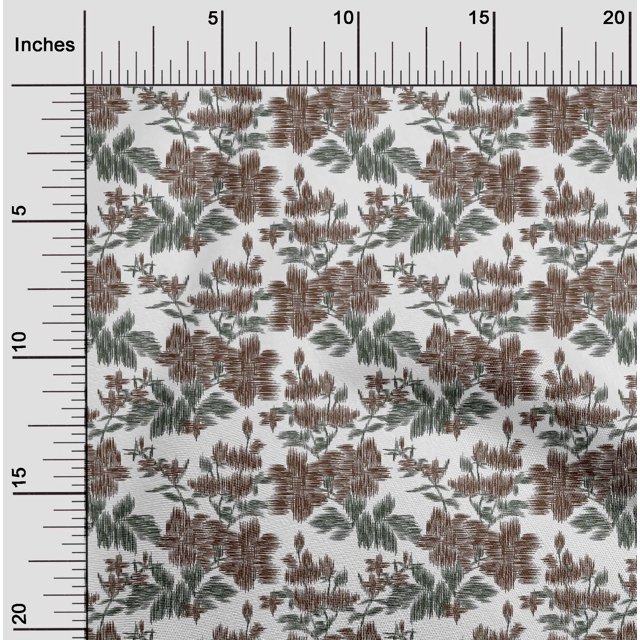 oneOone Cotton Poplin Fabric Leaves & Floral Ikat Decor Fabric Printed BTY 56 Inch Wide