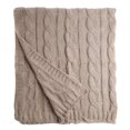 thumbnail image 3 of Khaki Soft Knitted Cable Throw Blanket, 3 of 4