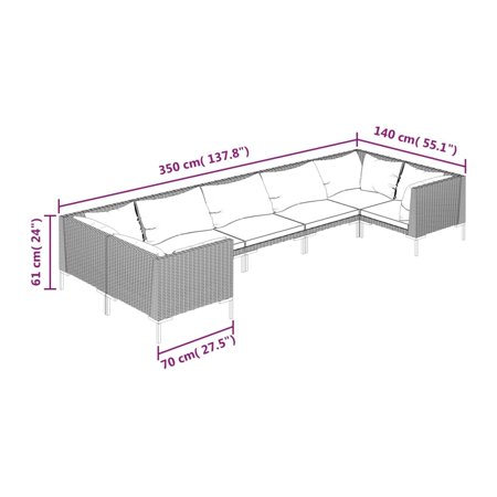 vidaXL Ensemble de Salon de Jardin 7 Pcs avec Coussins en Rotin Poly Gris Foncé