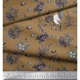 thumbnail image 2 of Soimoi Brown polyester Georgette Fabric Floral, & American Robin Bird Print Fabric by Yard 52 Inch Wide, 2 of 3