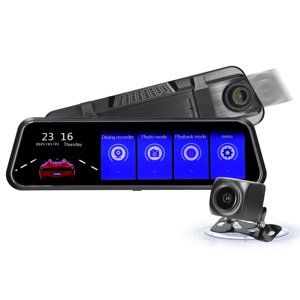 FlyFlise 1080P Vue arrière Cam 9.66 Voiture écran tactile de pouce DVR Enregistreur vidéo