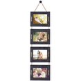 thumbnail image 1 of DLQuarts Collage Hanging Picture Frame 5x7, 4-Frame Set, 3.5x5 With Mat or 5x7 Without Mat, Rustic Solid Wood Photo Frame Weathered Black, 1 of 4