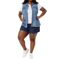 thumbnail image 2 of GRACE & GRANDEUR Gilet de Mode pour Femme Grande Taille Ourlet Brut Veste en Denim Sans Manches, 2 of 6