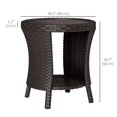 thumbnail image 3 of Outsunny 18" Wicker Outdoor Coffee Table, 2-Tier Patio Side Table, Brown, 3 of 10