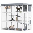 thumbnail image 1 of PawHut 71" Catio Outdoor Cat Enclosure w/ Weatherproof Tarp, Grey, 1 of 10