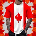 thumbnail image 2 of LUOGENLI T-shirts pour Homme pour Hommes Été Canada Fête de l'Indépendance Fête Nationale pour Imprimé Drapeau Rétro Col Rond Manches Courtes Hauts T-shirts pour Homme T-Shirt Graphique Vêtements d'Été Rouge Melon D\'eau TTTG, 2 of 4