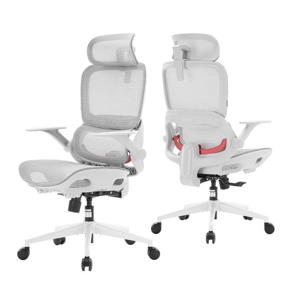 SIHOO B100 Office Chair, Comfy Ergonomic Office Chair, High Back Computer Chair, Flip-up Armrests & Swivel Desk Chair for Long Hours, Light Grey