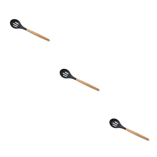 relayinert Kitchenware Wooden Handle Silicone Shovel Spoon Colander Brush Spatula Tool Missed 3Set