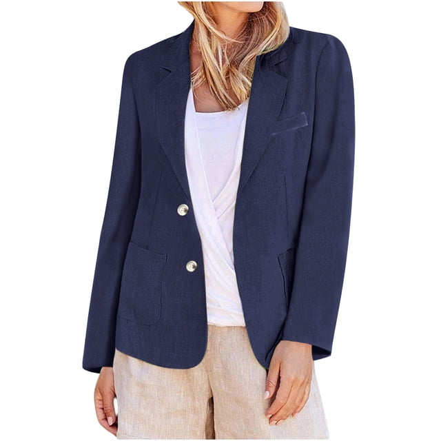 Blazer pour Femmes, Veste Décontractée Unie à Manches Longues, Manteau de Travail en Polyester à devant Ouvert, Longueur Régulière
