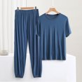 thumbnail image 2 of Timegard Womens Pajamas Sets Plus Size Short Sleeve Loose Tee Cinch Bottom Pants Comfy Pjs Outfits Homewear, 2 of 5