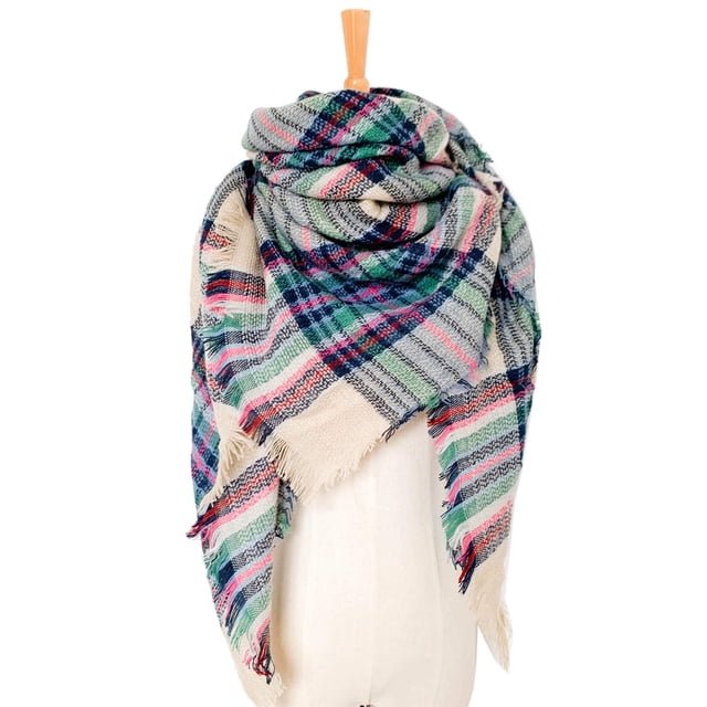 Jusqu'à 65 % de Rabais Mode Hiver Femmes Foulard Colorée Décontractée Carrée à Franges Châle Foulard à la Mode en Liquidation