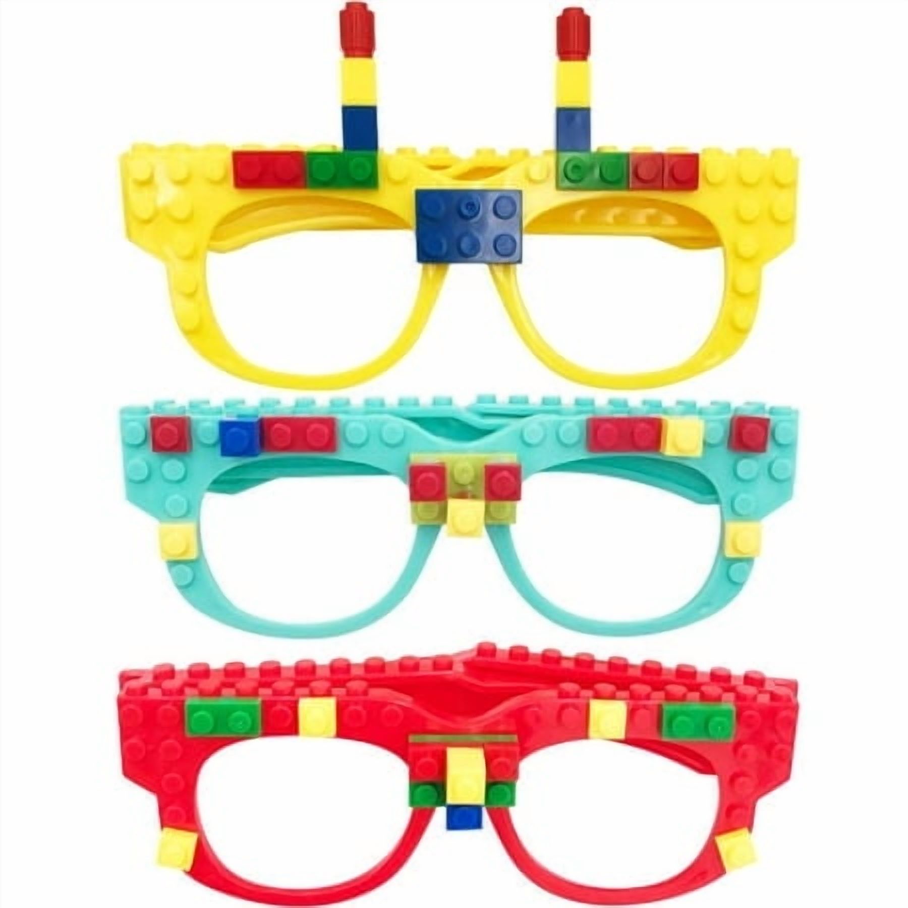 Hooqict 9 Pcs DIY Building Bricks Glasses Building Blocks Games for Kids Birthday Party Favor Block Theme Party Supplies Carnival Easter Games