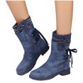thumbnail image 4 of jsaierl Chaussures de Mode pour Femmes Bottes Rétro Western Décontractées Chaudes Talons Bas Bottes Mi-Mollet, 4 of 7