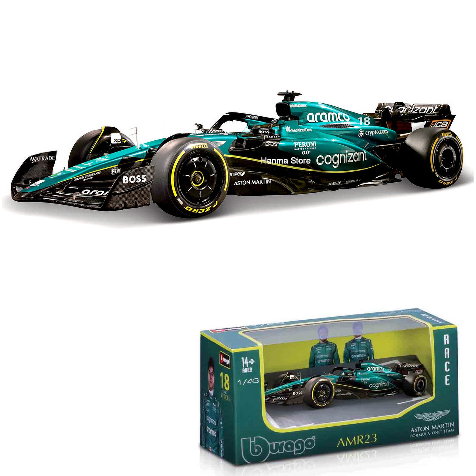 1:43 Aston Martin AMR23 Mercedes W14 Red Bull RB19 Miami GP Ferrari SF23 Alpine A523 F1 Model Formula Car Static Racing AMR23-18