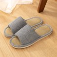 thumbnail image 3 of Xfvqtps Men House Slippers Linen Flax Insole Memory Foam Soft Sole Non Slip Slide Bedroom Indoor Slippers Gray, 3 of 5