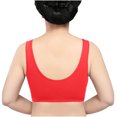 thumbnail image 4 of Womens Racerback Bras Solid Sleeveless Plus Size Lingerie Front Four Button Wide Strap Tank Bra V-Neck Padded Bra Feature Hook and Eye Closure T-Shirt Bra Style Y-70 , Red 5XL, 4 of 4