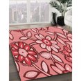 thumbnail image 3 of Ahgly Tapis d'Intérieur Lavable en Machine Carré Transitionnel Rose Corail Clair, 7 Pieds Carré, 3 of 7