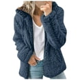 thumbnail image 1 of Womens Fuzzy Fleece Jackets 2023 Clearance Solid Zipper Sharpa Coat Fall Winter Warm Thick Hooded Jacket with Pockets, 1 of 6