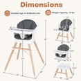 thumbnail image 3 of Costway Solid Wood Baby Feeding Chair Convertible High Chair for Babies & Toddlers,, 3 of 10