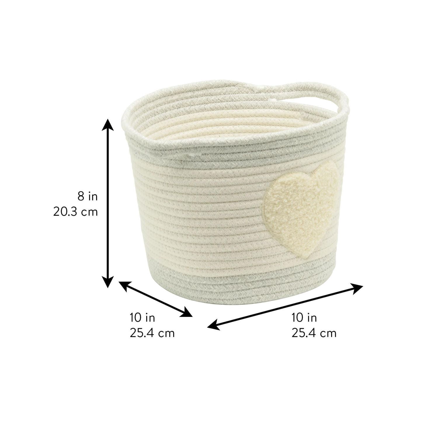 Cotton Rope Storage Basket with Boucle Heart Patch