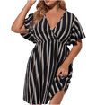 thumbnail image 2 of EGNMCR Robes de Fête pour Femmes Femmes Grande Taille Été Décontracté Manches Courtes Col en V Manches Imprimées Robes Robe Ample, 2 of 7