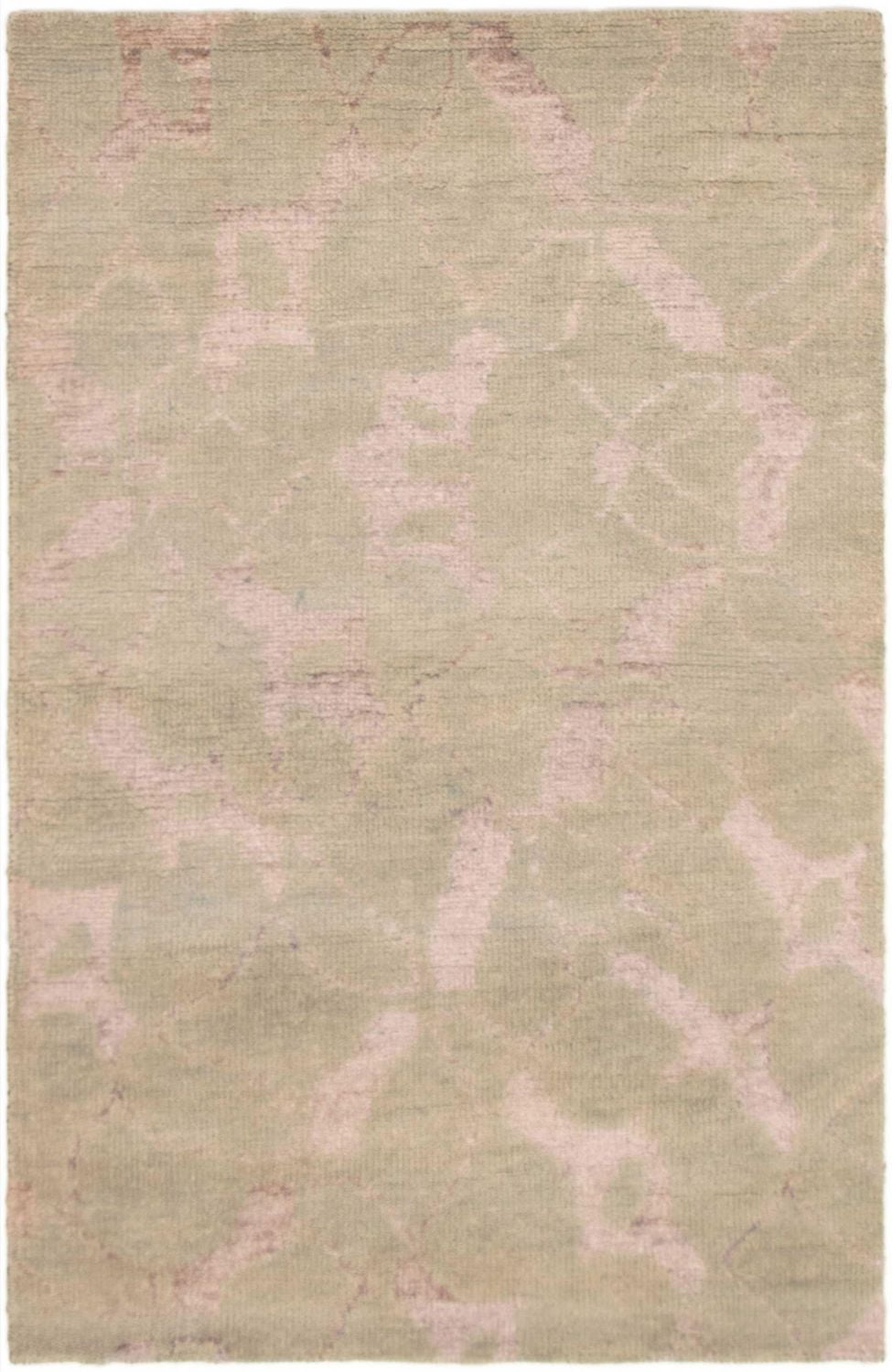 ECARPETGALLERY 3'10" x 5'11" Carved La Seda Hand-knotted Area Rug for Living Room, Dining Room and Bedroom in Grn