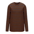 thumbnail image 4 of Aocisk T-Shirts à Blocs de Couleur Rayés pour Femmes, Manches Longues, Col Rond, Coupe Régulière, T-Shirts Décontractés, Confortables pour l'Automne, Hauts, Brun, G, 4 of 6